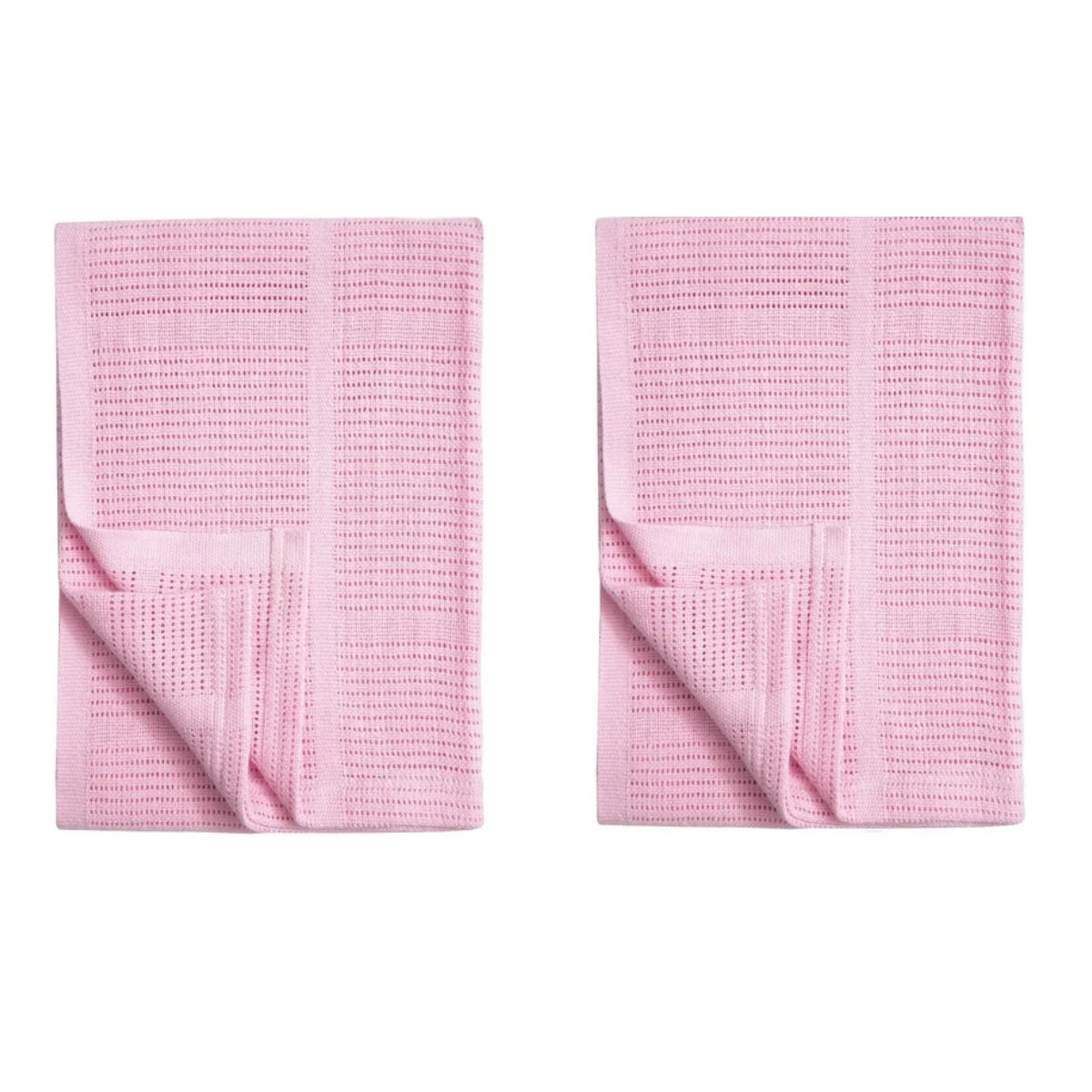 Pack 2x 100% Cotton Baby Cellular Blanket Pink for Newborn Girl Boy Extra Soft 60x90CM