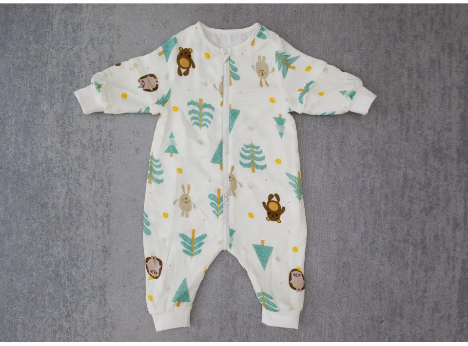 Baby Sleeping Bag For Newborns Baby Diaper Changing Gauze Sleep Bag Removable Sleeves Cartoon Printed Children'S Sleepsacks