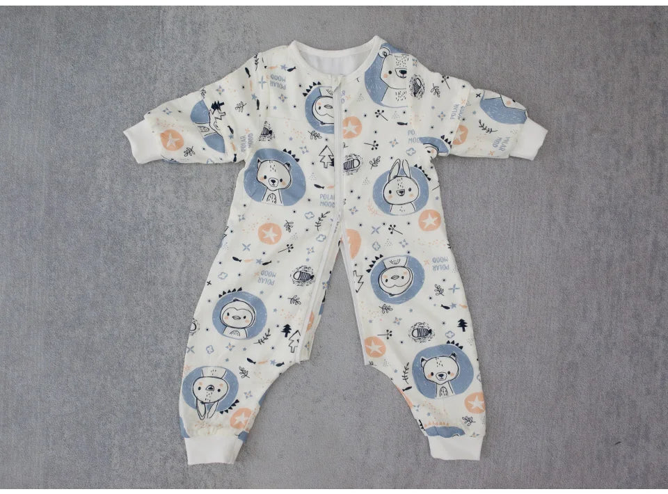 Baby Sleeping Bag For Newborns Baby Diaper Changing Gauze Sleep Bag Removable Sleeves Cartoon Printed Children'S Sleepsacks