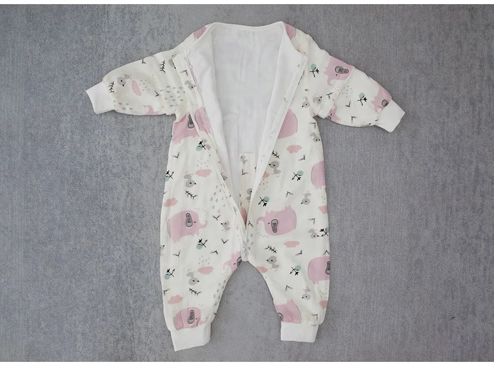 Baby Sleeping Bag For Newborns Baby Diaper Changing Gauze Sleep Bag Removable Sleeves Cartoon Printed Children'S Sleepsacks