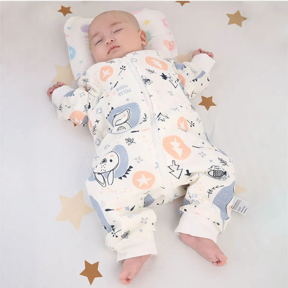 Baby Sleeping Bag For Newborns Baby Diaper Changing Gauze Sleep Bag Removable Sleeves Cartoon Printed Children'S Sleepsacks