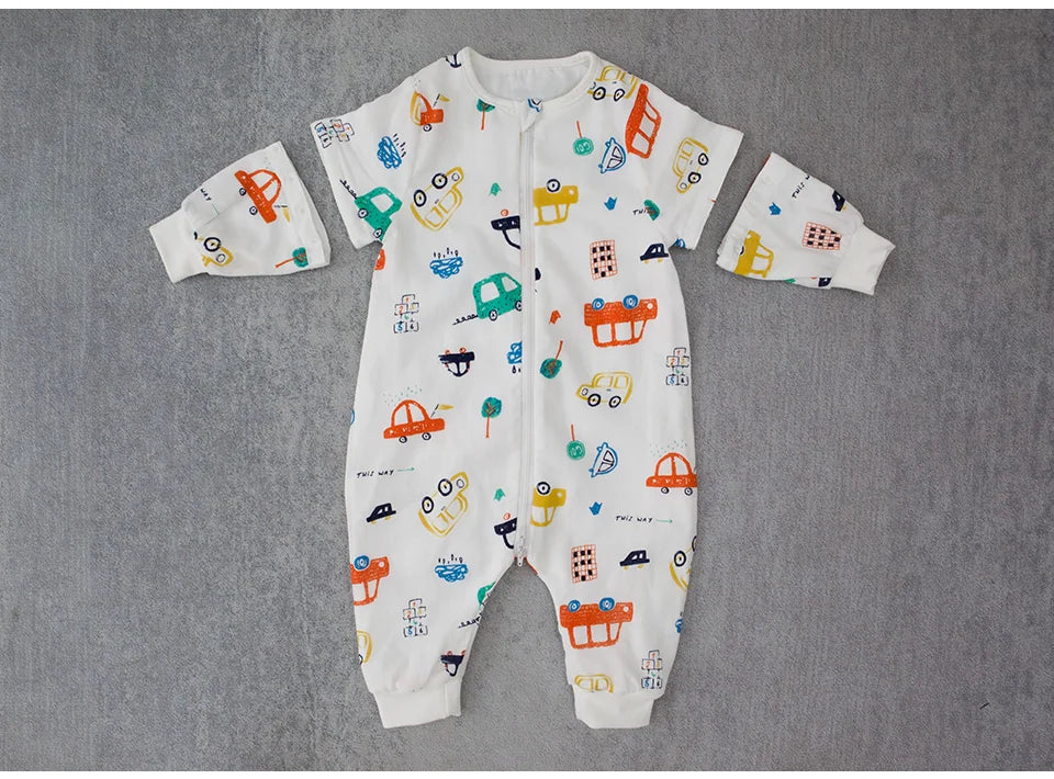 Baby Sleeping Bag For Newborns Baby Diaper Changing Gauze Sleep Bag Removable Sleeves Cartoon Printed Children'S Sleepsacks