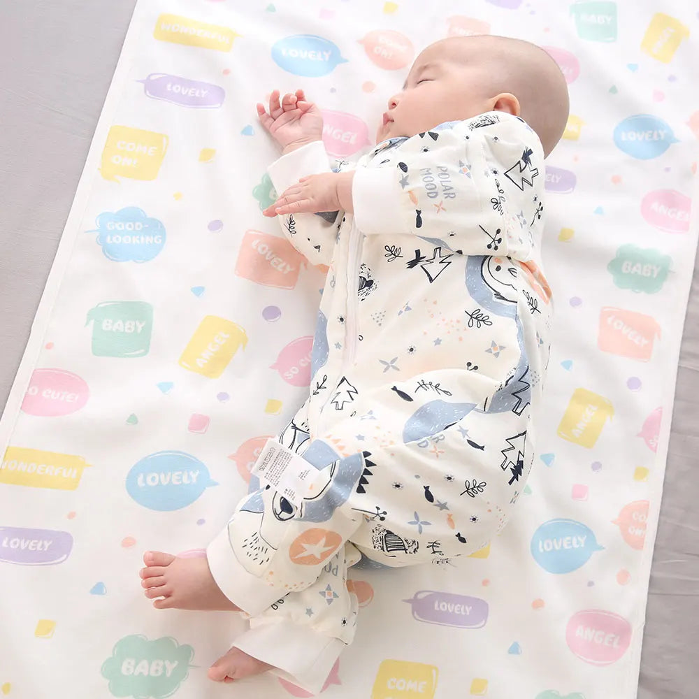 Baby Sleeping Bag For Newborns Baby Diaper Changing Gauze Sleep Bag Removable Sleeves Cartoon Printed Children'S Sleepsacks