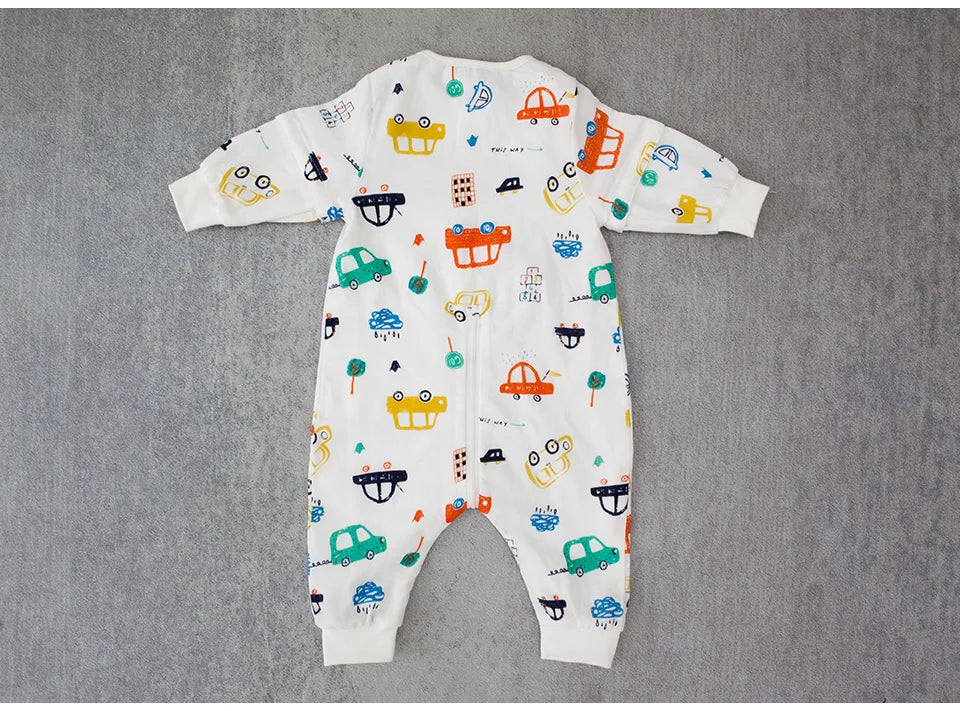 Baby Sleeping Bag For Newborns Baby Diaper Changing Gauze Sleep Bag Removable Sleeves Cartoon Printed Children'S Sleepsacks
