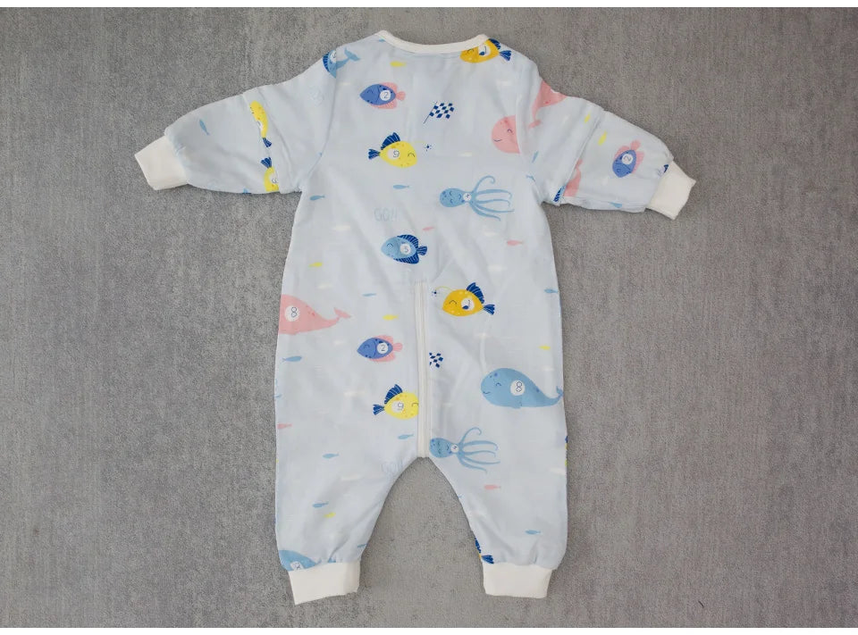 Baby Sleeping Bag For Newborns Baby Diaper Changing Gauze Sleep Bag Removable Sleeves Cartoon Printed Children'S Sleepsacks