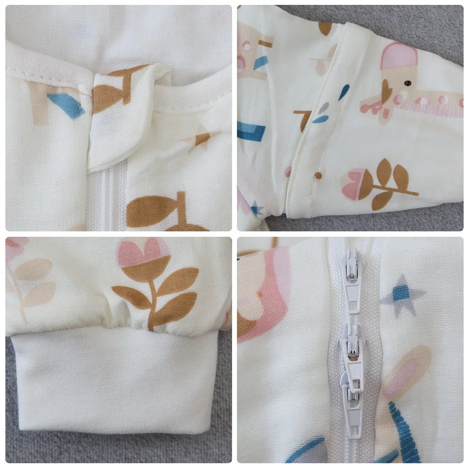 Baby Sleeping Bag For Newborns Baby Diaper Changing Gauze Sleep Bag Removable Sleeves Cartoon Printed Children'S Sleepsacks