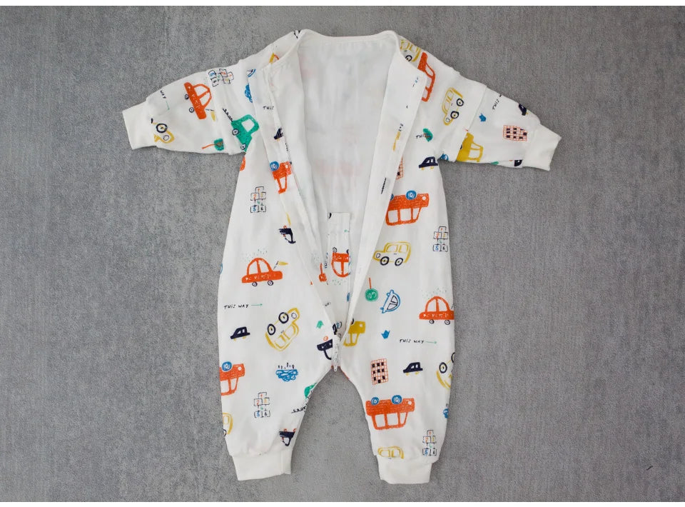 Baby Sleeping Bag For Newborns Baby Diaper Changing Gauze Sleep Bag Removable Sleeves Cartoon Printed Children'S Sleepsacks