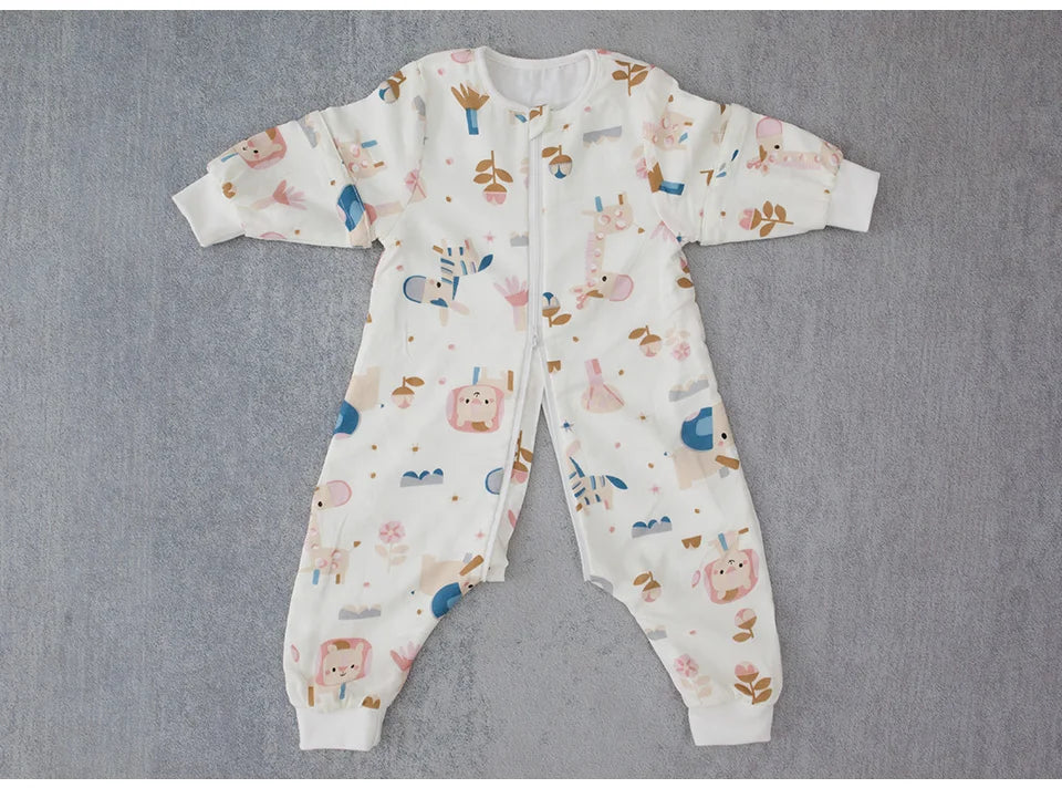 Baby Sleeping Bag For Newborns Baby Diaper Changing Gauze Sleep Bag Removable Sleeves Cartoon Printed Children'S Sleepsacks