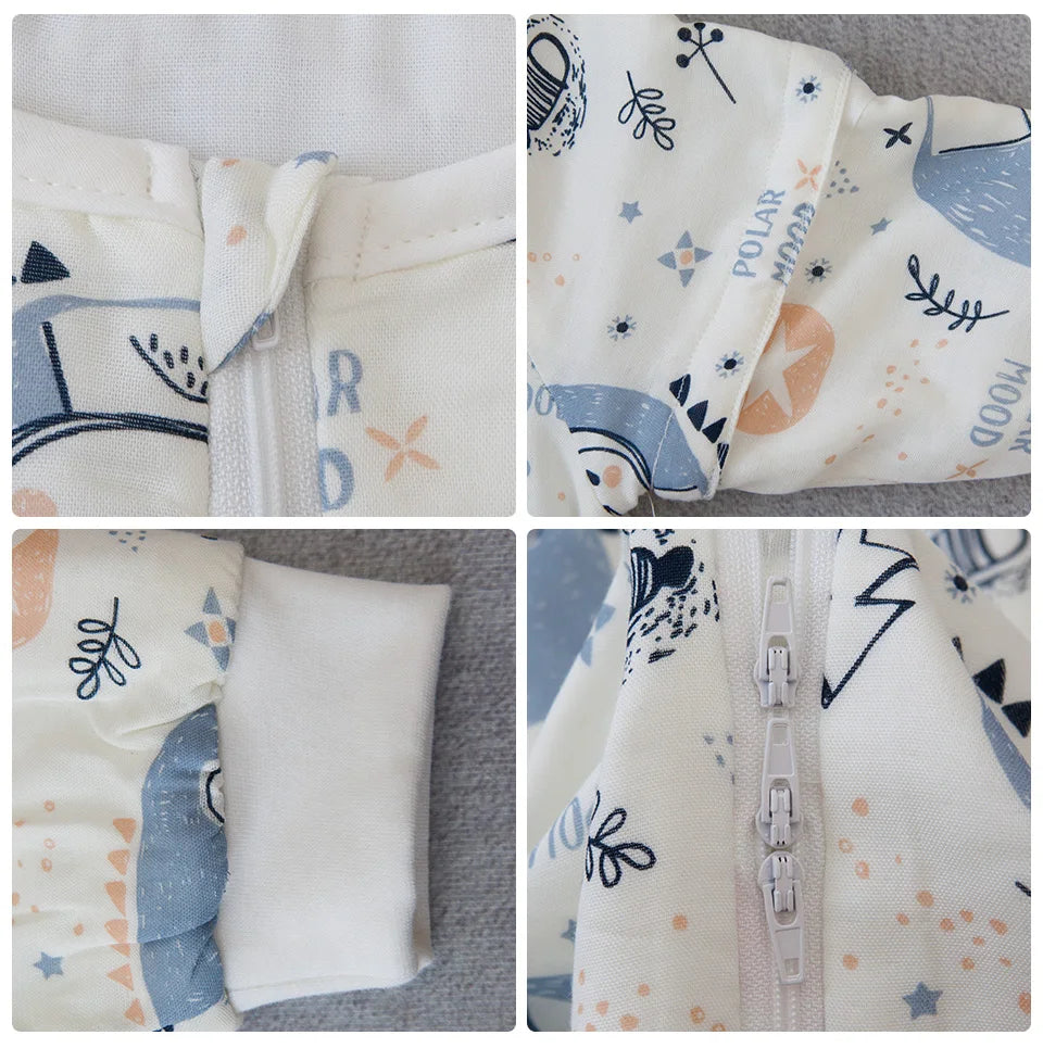 Baby Sleeping Bag For Newborns Baby Diaper Changing Gauze Sleep Bag Removable Sleeves Cartoon Printed Children'S Sleepsacks