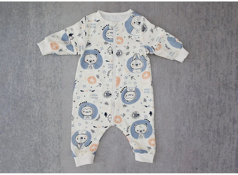 Baby Sleeping Bag For Newborns Baby Diaper Changing Gauze Sleep Bag Removable Sleeves Cartoon Printed Children'S Sleepsacks