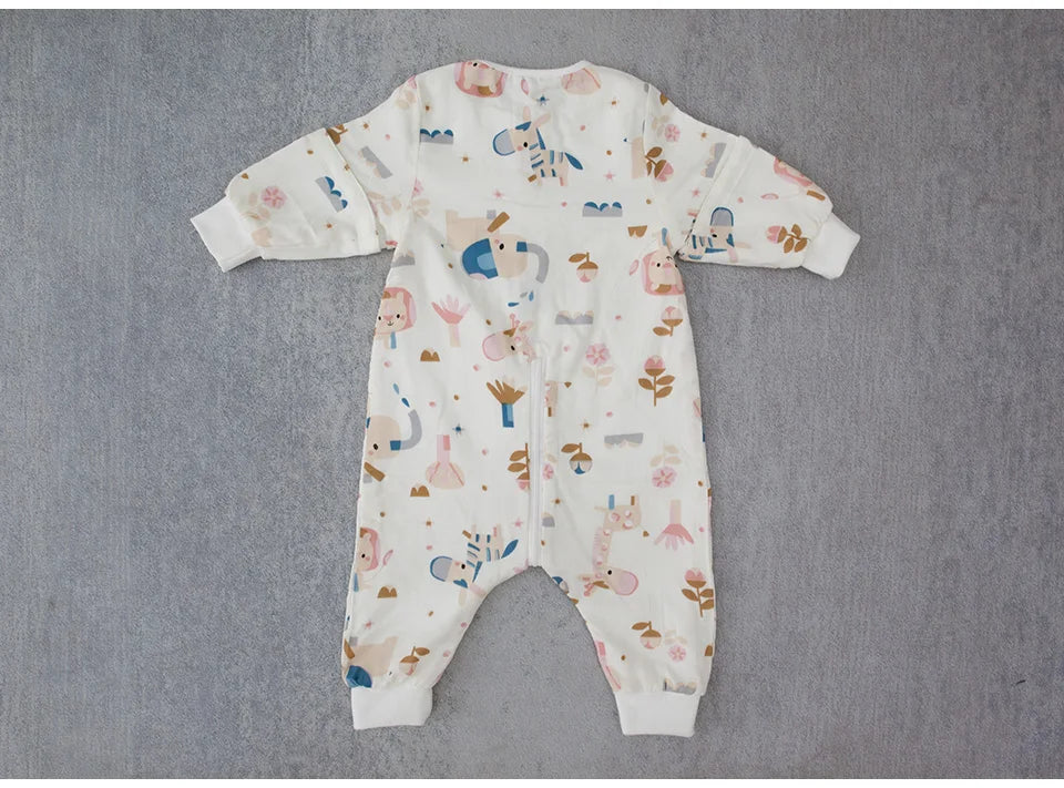 Baby Sleeping Bag For Newborns Baby Diaper Changing Gauze Sleep Bag Removable Sleeves Cartoon Printed Children'S Sleepsacks
