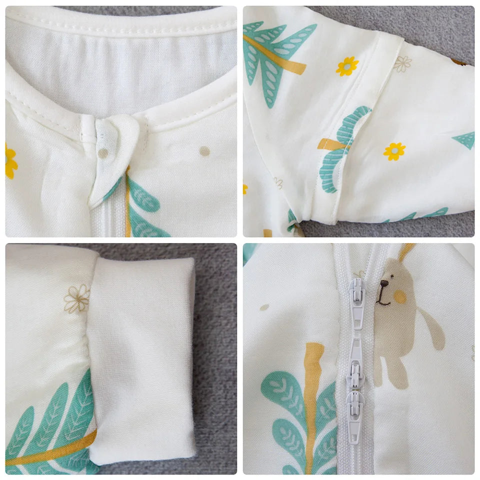 Baby Sleeping Bag For Newborns Baby Diaper Changing Gauze Sleep Bag Removable Sleeves Cartoon Printed Children'S Sleepsacks