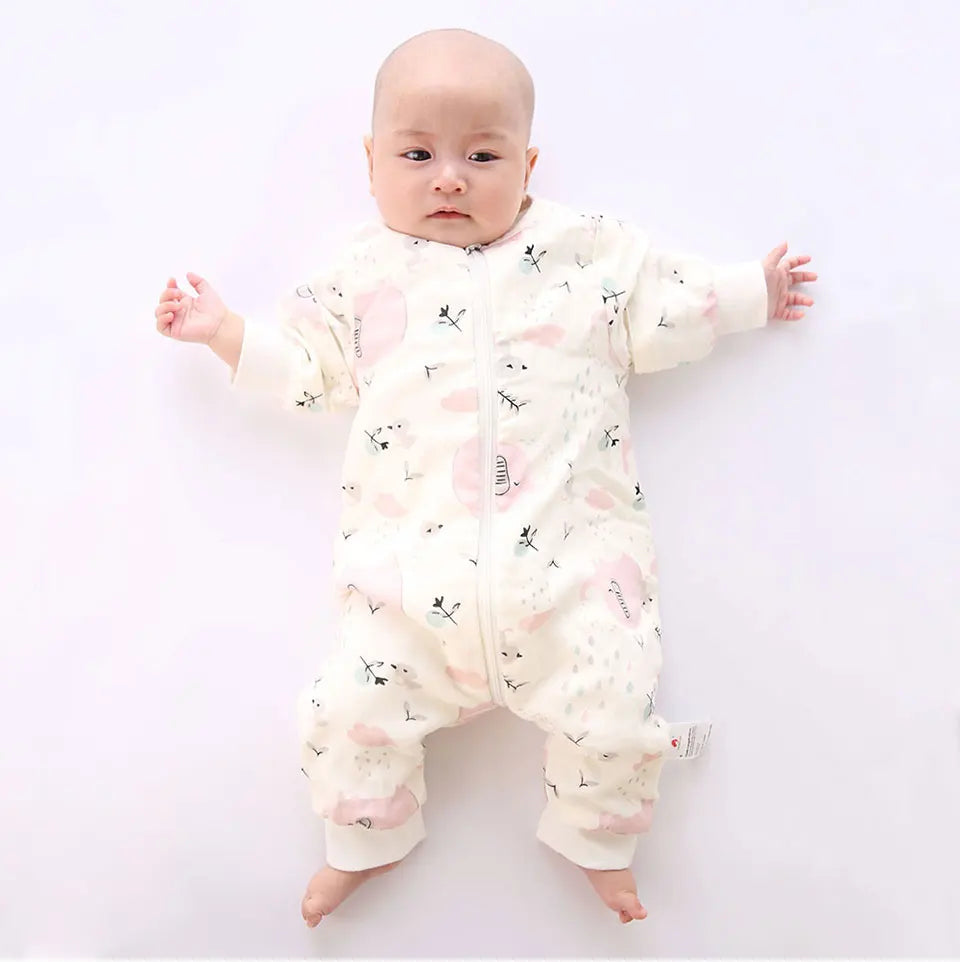 Baby Sleeping Bag For Newborns Baby Diaper Changing Gauze Sleep Bag Removable Sleeves Cartoon Printed Children'S Sleepsacks