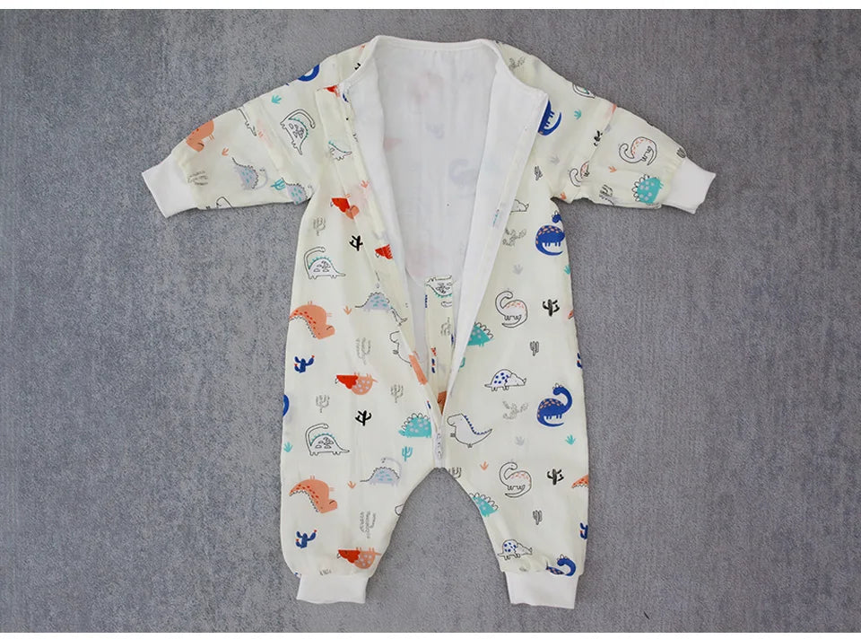 Baby Sleeping Bag For Newborns Baby Diaper Changing Gauze Sleep Bag Removable Sleeves Cartoon Printed Children'S Sleepsacks