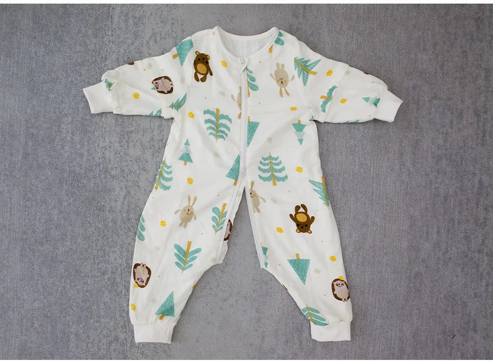 Baby Sleeping Bag For Newborns Baby Diaper Changing Gauze Sleep Bag Removable Sleeves Cartoon Printed Children'S Sleepsacks