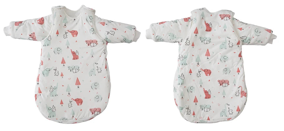 Baby Sleeping Bag Vest Sleep Bag With Sleeves Detachable Convenient Change Diaper 100% Cotton Printed Newborn Baby Carriage Sack
