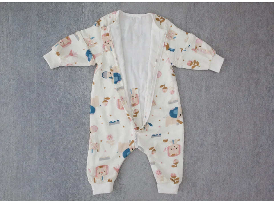 Baby Sleeping Bag For Newborns Baby Diaper Changing Gauze Sleep Bag Removable Sleeves Cartoon Printed Children'S Sleepsacks