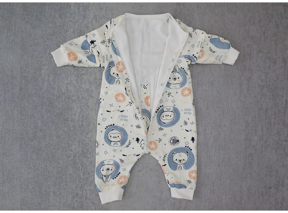 Baby Sleeping Bag For Newborns Baby Diaper Changing Gauze Sleep Bag Removable Sleeves Cartoon Printed Children'S Sleepsacks