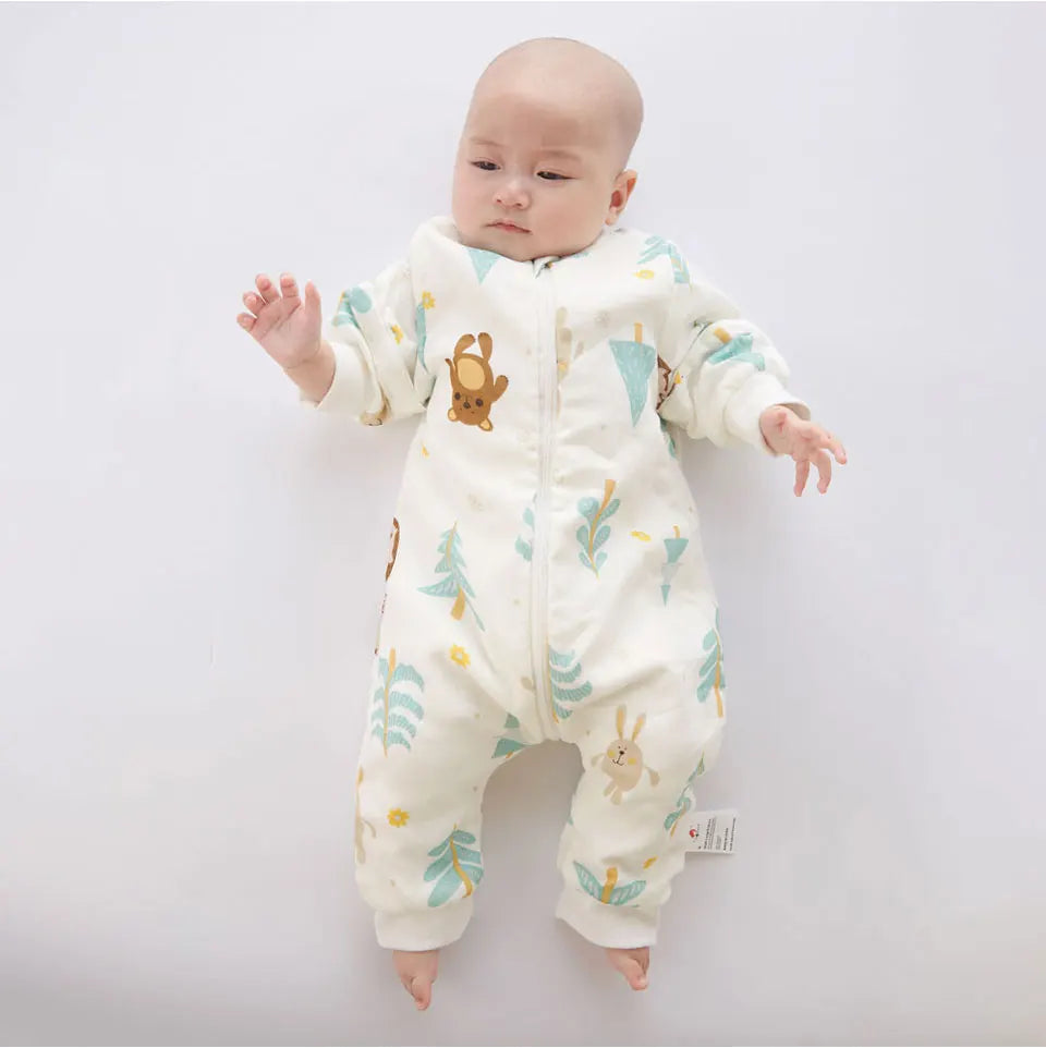 Baby Sleeping Bag For Newborns Baby Diaper Changing Gauze Sleep Bag Removable Sleeves Cartoon Printed Children'S Sleepsacks