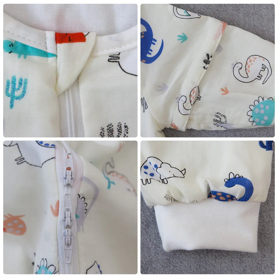 Baby Sleeping Bag For Newborns Baby Diaper Changing Gauze Sleep Bag Removable Sleeves Cartoon Printed Children'S Sleepsacks