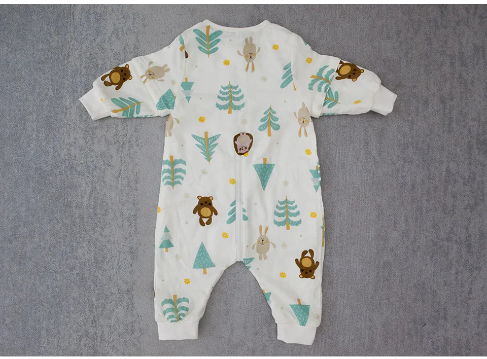 Baby Sleeping Bag For Newborns Baby Diaper Changing Gauze Sleep Bag Removable Sleeves Cartoon Printed Children'S Sleepsacks