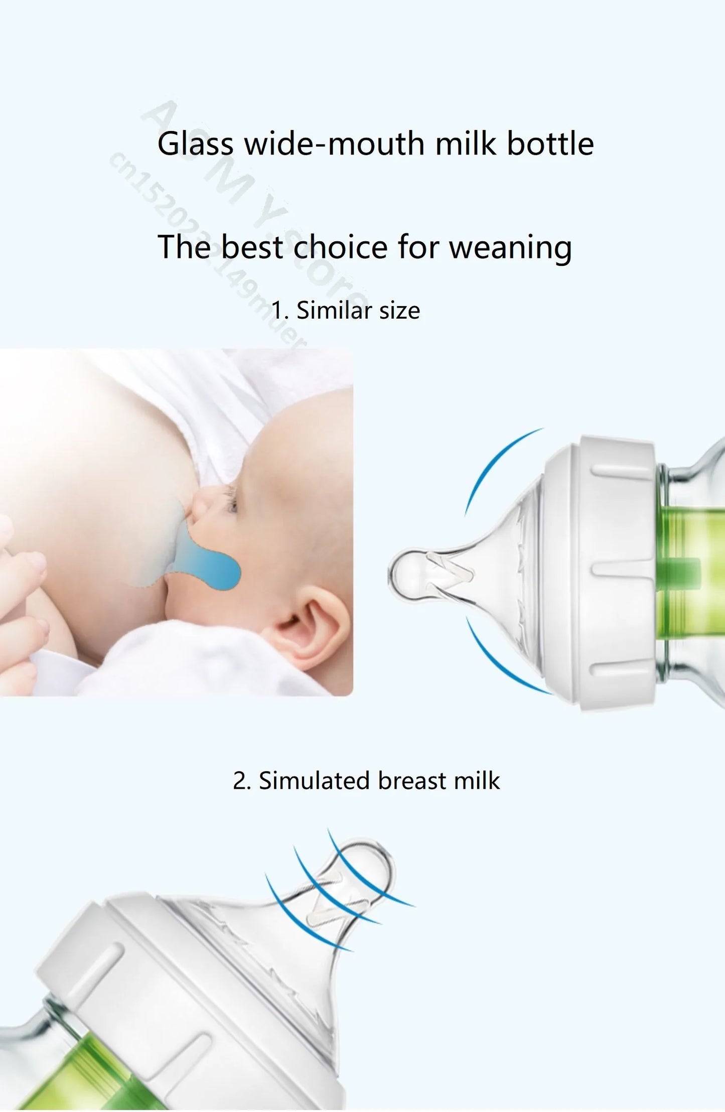 Dr. Brown's newborn glass baby bottle, wide diameter, anti-colic, gas-liquid separation 150ML + 270ML combination set
