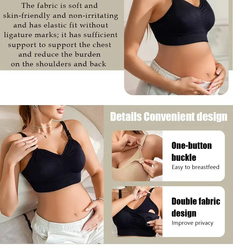 3-pieces of Maternity nursing bra Double layer cloth Comfortable solid color nursing bra Adjustable shoulder strap