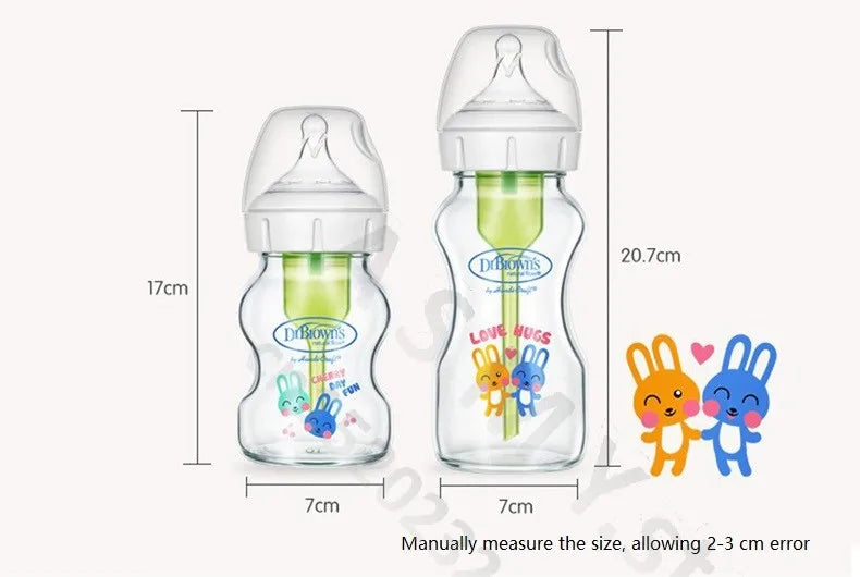 Dr. Brown's newborn glass baby bottle, wide diameter, anti-colic, gas-liquid separation 150ML + 270ML combination set