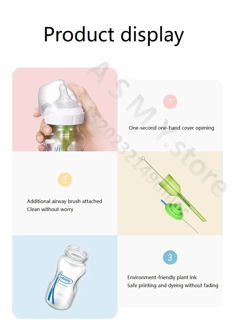 Dr. Brown's newborn glass baby bottle, wide diameter, anti-colic, gas-liquid separation 150ML + 270ML combination set