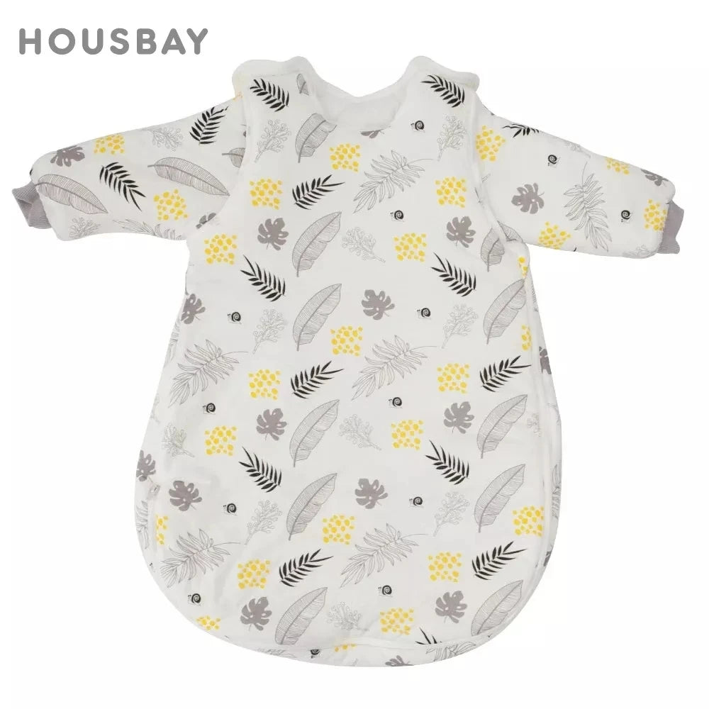Baby Sleeping Bag Vest Sleep Bag With Sleeves Detachable Convenient Change Diaper 100% Cotton Printed Newborn Baby Carriage Sack