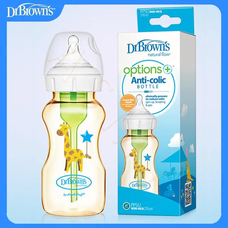Dr. Brown's newborn glass baby bottle, wide diameter, anti-colic, gas-liquid separation 150ML + 270ML combination set