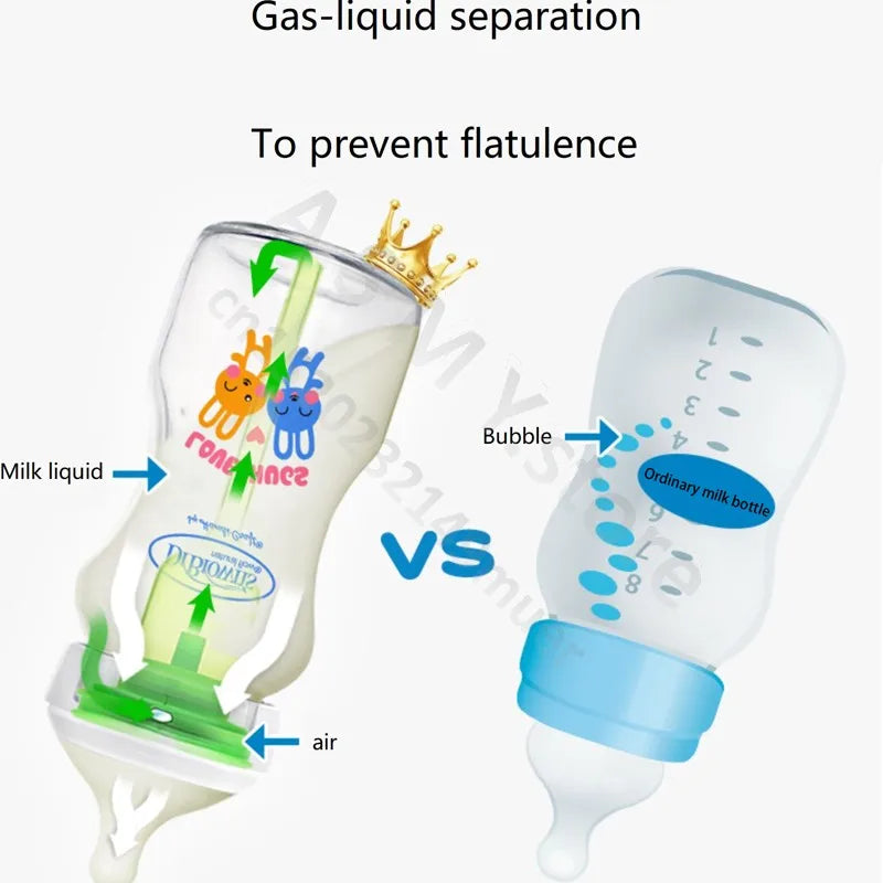 Dr. Brown's newborn glass baby bottle, wide diameter, anti-colic, gas-liquid separation 150ML + 270ML combination set