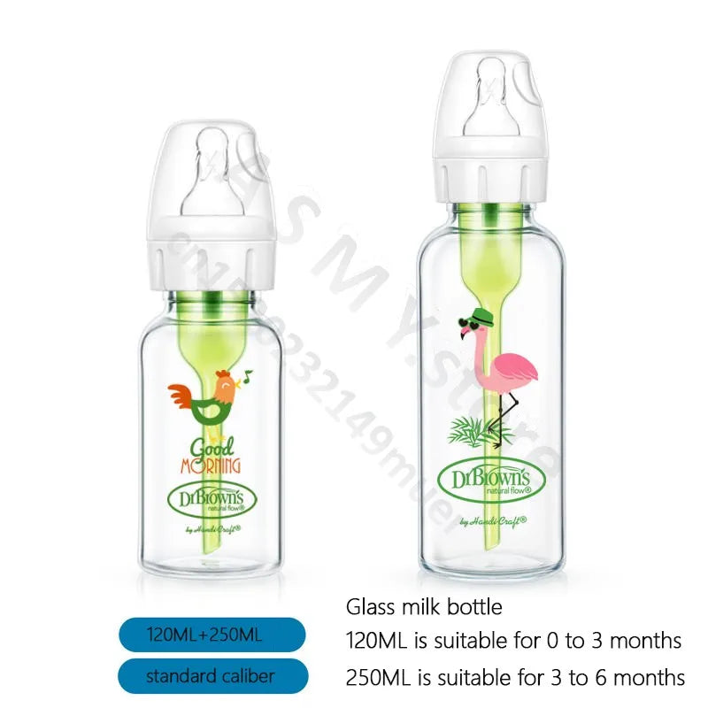 Dr. Brown's newborn glass baby bottle, wide diameter, anti-colic, gas-liquid separation 150ML + 270ML combination set