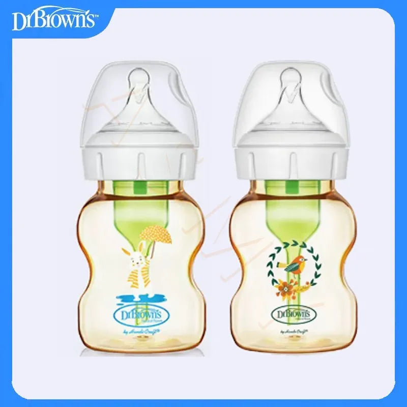 Dr. Brown's newborn glass baby bottle, wide diameter, anti-colic, gas-liquid separation 150ML + 270ML combination set