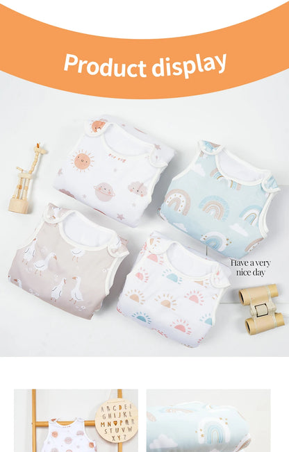 Baby Sleep Bag White With Pastel Sun