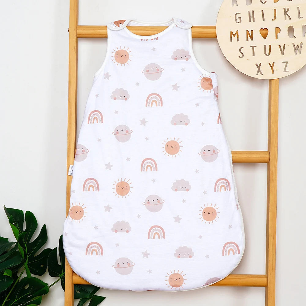 Baby Sleep Bag White With Pastel Sun