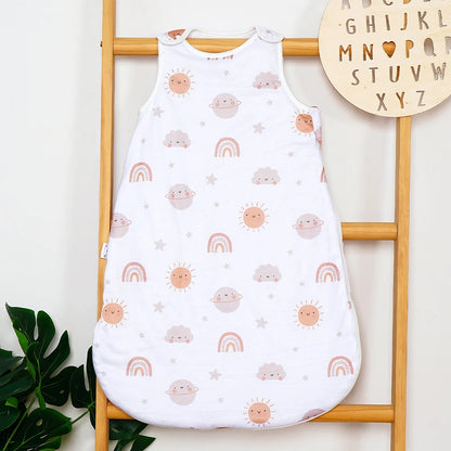 Baby Sleep Bag White With Pastel Sun