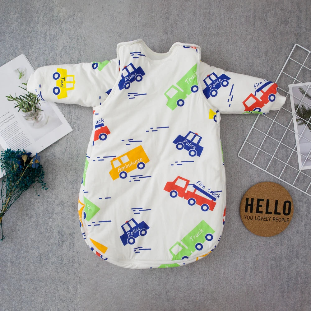 Baby Sleeping Bag Vest Sleep Bag With Sleeves Detachable Convenient Change Diaper 100% Cotton Printed Newborn Baby Carriage Sack