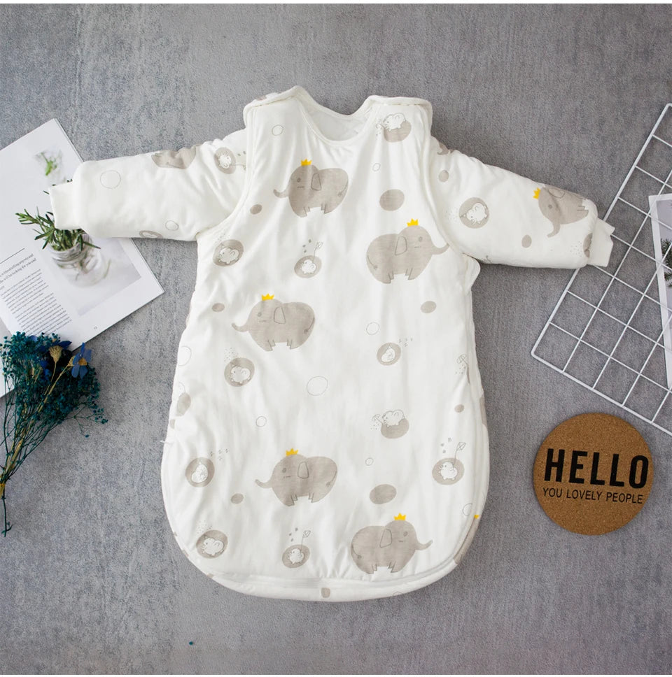 Baby Sleeping Bag Vest Sleep Bag With Sleeves Detachable Convenient Change Diaper 100% Cotton Printed Newborn Baby Carriage Sack