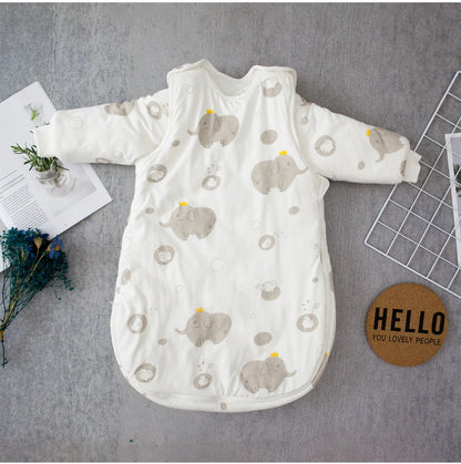 Baby Sleeping Bag Vest Sleep Bag With Sleeves Detachable Convenient Change Diaper 100% Cotton Printed Newborn Baby Carriage Sack