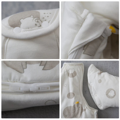 Baby Sleeping Bag Vest Sleep Bag With Sleeves Detachable Convenient Change Diaper 100% Cotton Printed Newborn Baby Carriage Sack