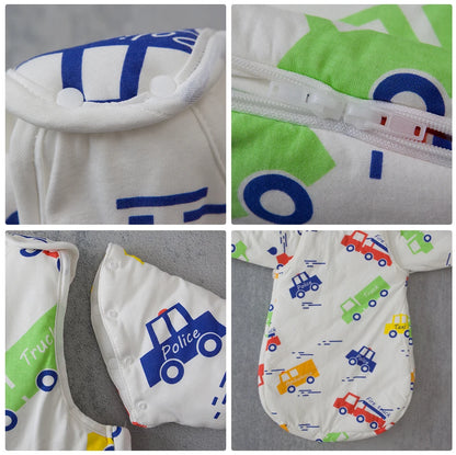Baby Sleeping Bag Vest Sleep Bag With Sleeves Detachable Convenient Change Diaper 100% Cotton Printed Newborn Baby Carriage Sack