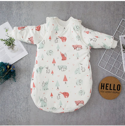 Baby Sleeping Bag Vest Sleep Bag With Sleeves Detachable Convenient Change Diaper 100% Cotton Printed Newborn Baby Carriage Sack