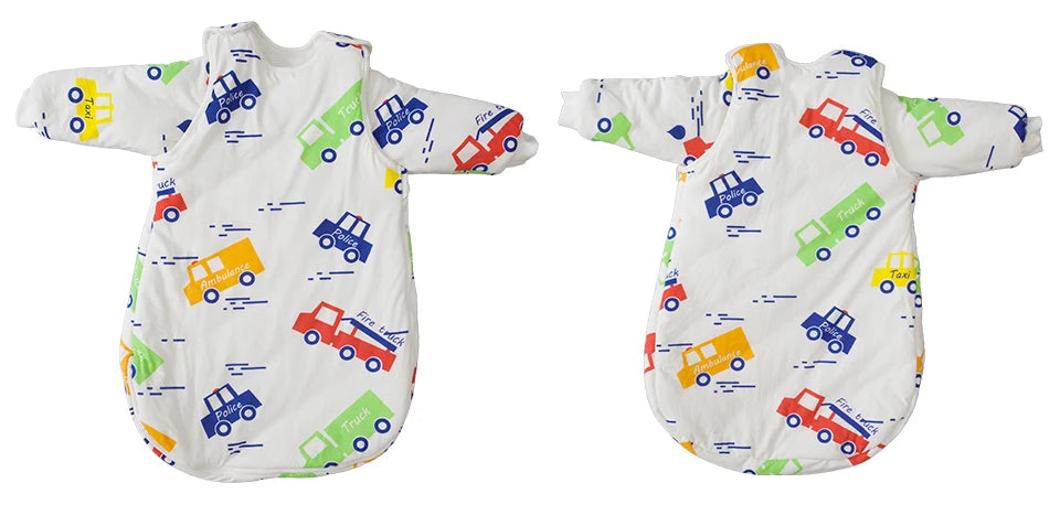 Baby Sleeping Bag Vest Sleep Bag With Sleeves Detachable Convenient Change Diaper 100% Cotton Printed Newborn Baby Carriage Sack