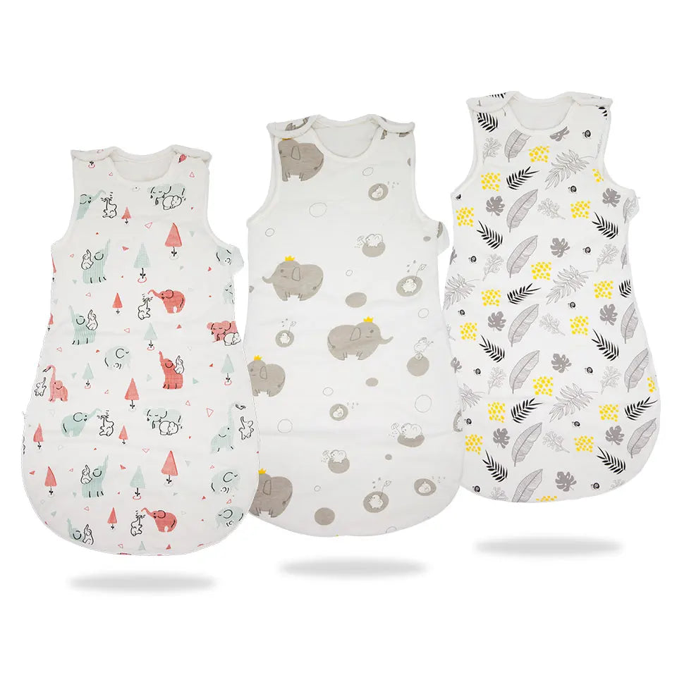 Baby Sleeping Bag Vest Sleep Bag With Sleeves Detachable Convenient Change Diaper 100% Cotton Printed Newborn Baby Carriage Sack