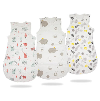 Baby Sleeping Bag Vest Sleep Bag With Sleeves Detachable Convenient Change Diaper 100% Cotton Printed Newborn Baby Carriage Sack
