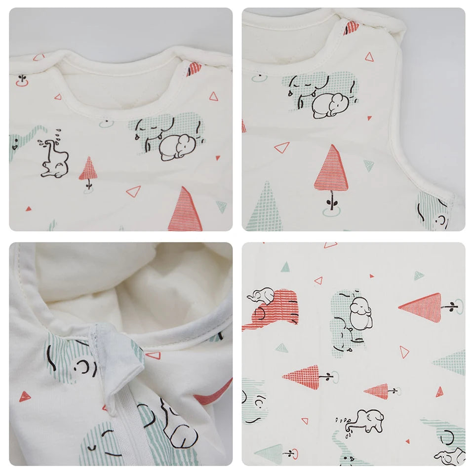 Baby Sleeping Bag Vest Sleep Bag With Sleeves Detachable Convenient Change Diaper 100% Cotton Printed Newborn Baby Carriage Sack