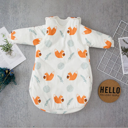 Baby Sleeping Bag Vest Sleep Bag With Sleeves Detachable Convenient Change Diaper 100% Cotton Printed Newborn Baby Carriage Sack