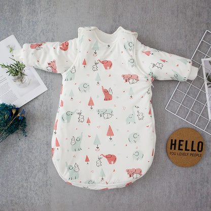 Baby Sleeping Bag Vest Sleep Bag With Sleeves Detachable Convenient Change Diaper 100% Cotton Printed Newborn Baby Carriage Sack