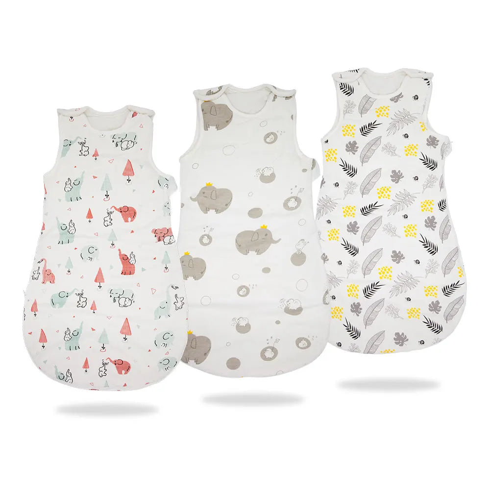 Baby Sleeping Bag Vest Sleep Bag With Sleeves Detachable Convenient Change Diaper 100% Cotton Printed Newborn Baby Carriage Sack